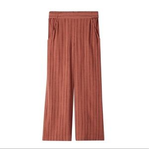 Aritzia Wilfred Faun Tie Waist Crop Wide Leg Pants Size Small